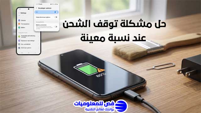 حل مشكلة توقف الشحن عند نسبة معينة